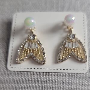 Gold and Silver Crystal Mermaid Drop Earrings